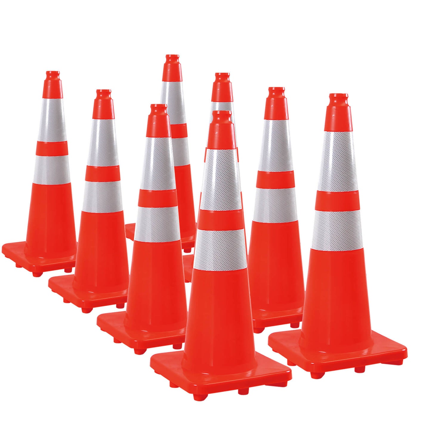 12-36Inch Solid Orange Traffic Cone with Reflective Stripe