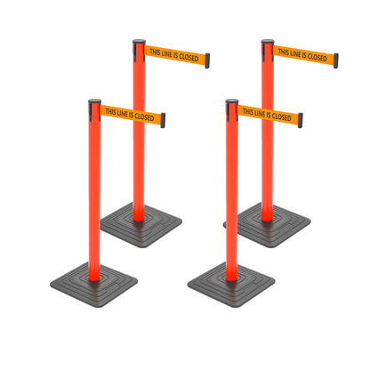 4-Pack 10ft Retractable Belt Stanchion Post