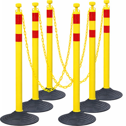 6-Pack Chain Stanchion Post with Heavy Rubber or Water Fillable Base