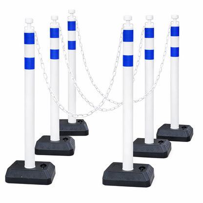 6-Pack Chain Stanchion Post with Heavy Rubber or Water Fillable Base