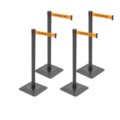 4-Pack 10ft Retractable Belt Stanchion Post