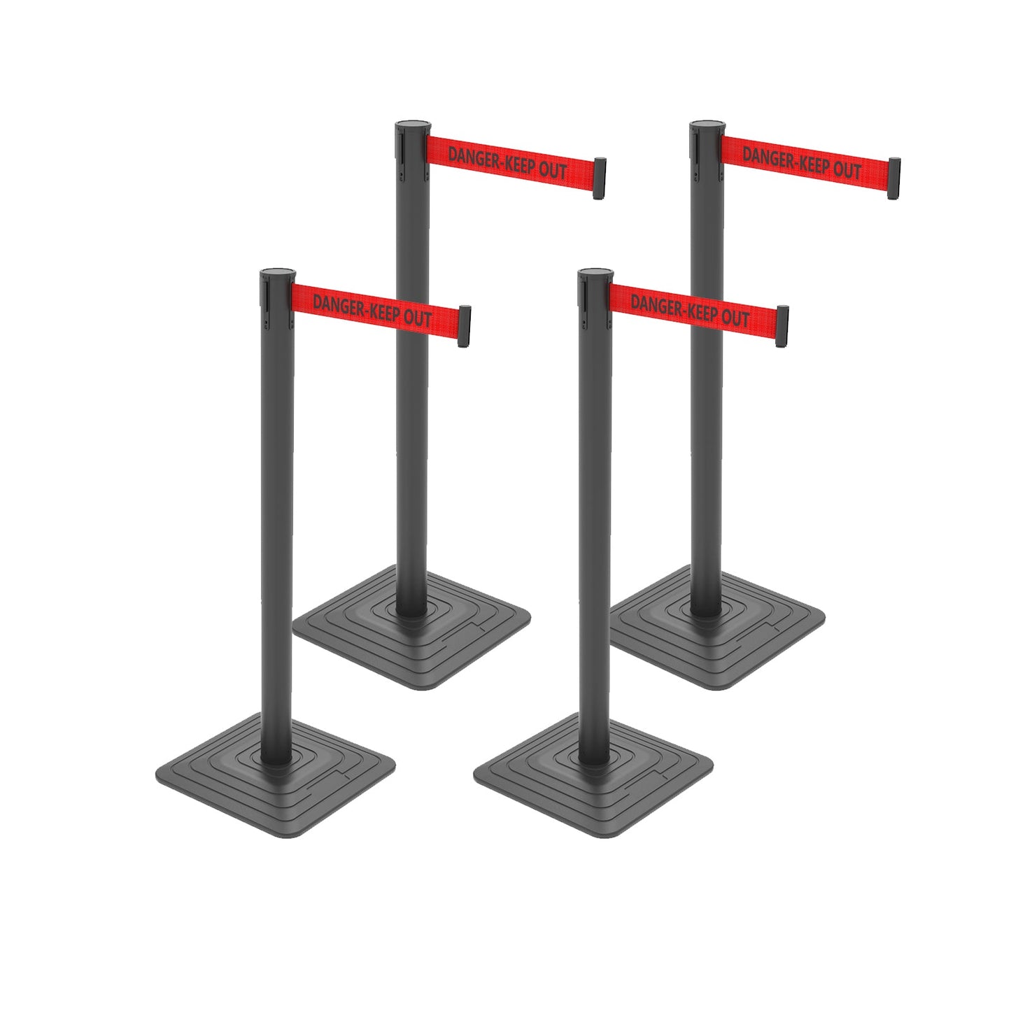 4-Pack 10ft Retractable Belt Stanchion Post