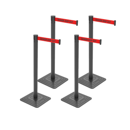 4-Pack 10ft Retractable Belt Stanchion Post
