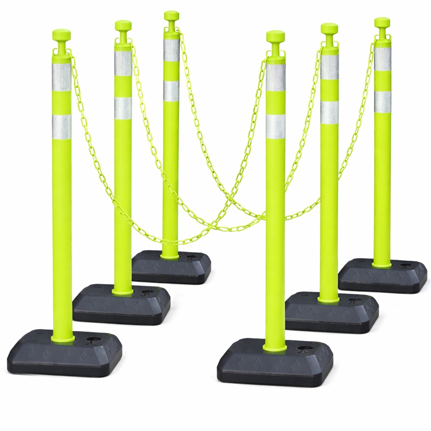 6-Pack Chain Stanchion Post with Heavy Rubber or Water Fillable Base
