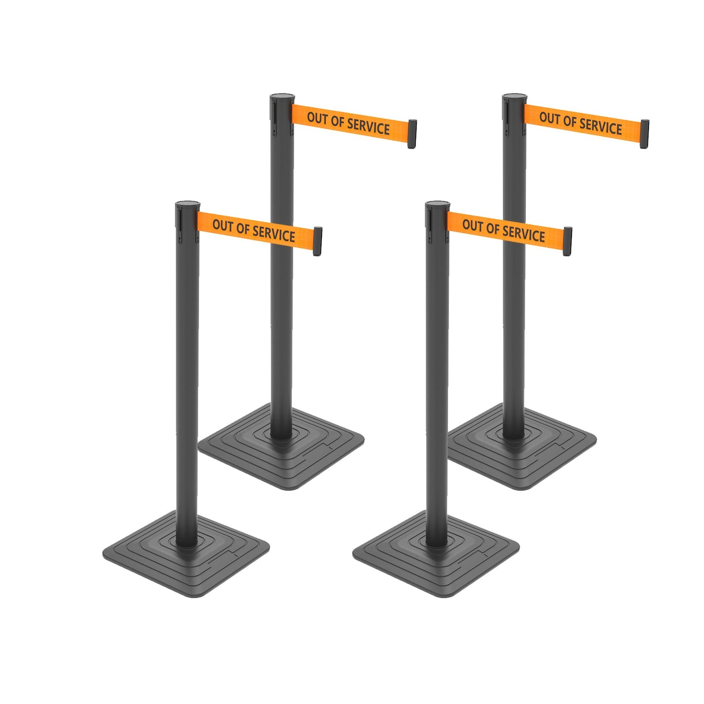4-Pack 10ft Retractable Belt Stanchion Post