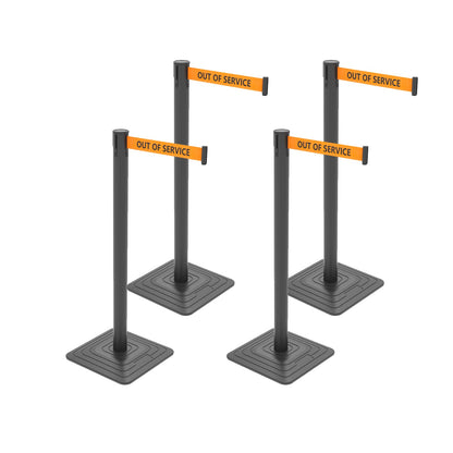 4-Pack 10ft Retractable Belt Stanchion Post