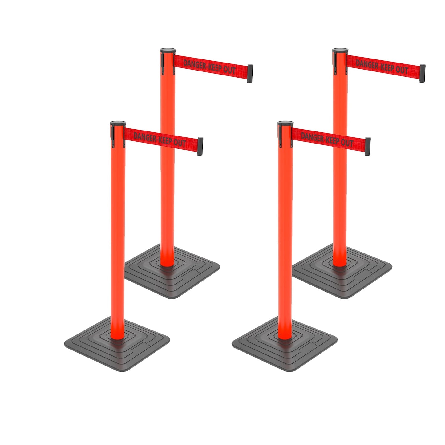 4-Pack 10ft Retractable Belt Stanchion Post