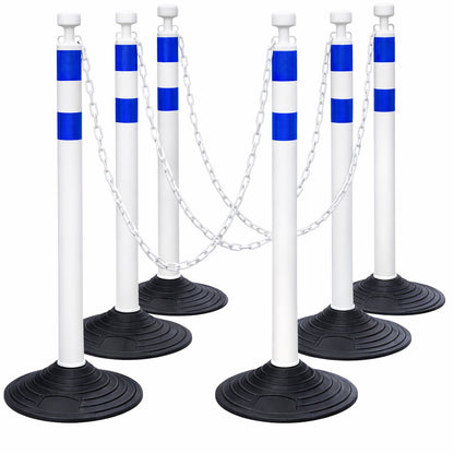 6-Pack Chain Stanchion Post with Heavy Rubber or Water Fillable Base