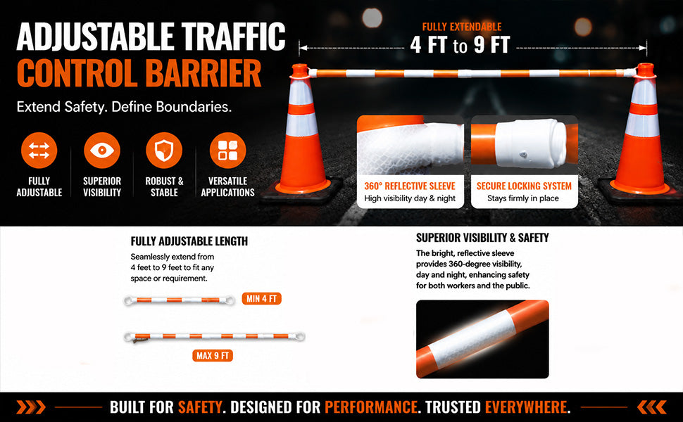 4-9 Ft Traffic Cone Bar 8PCS