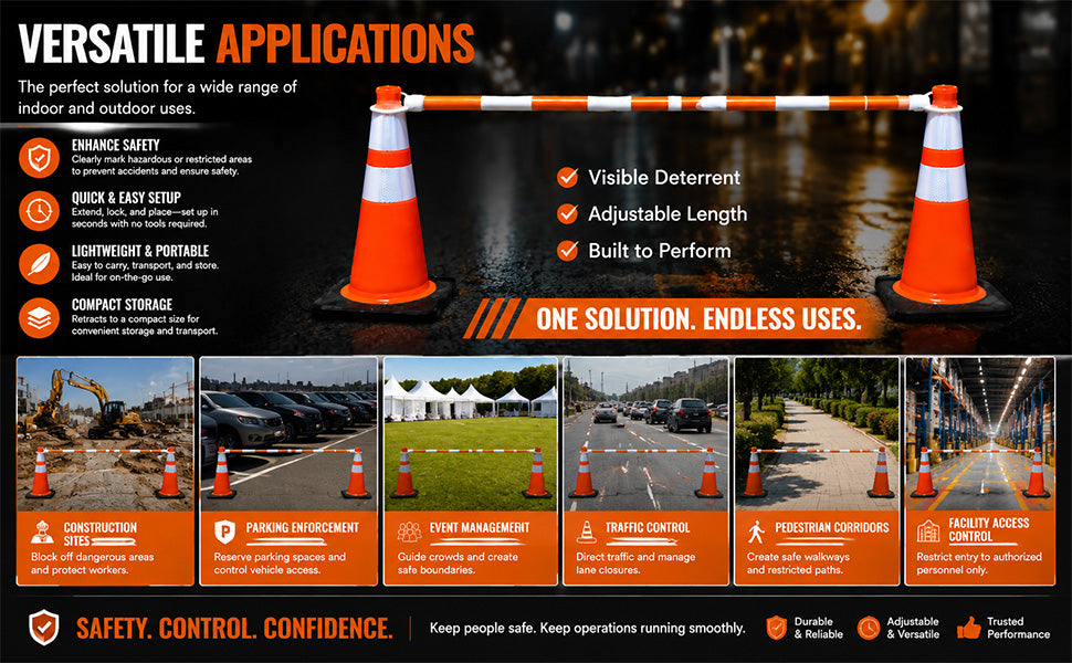 4-9 Ft Traffic Cone Bar 8PCS