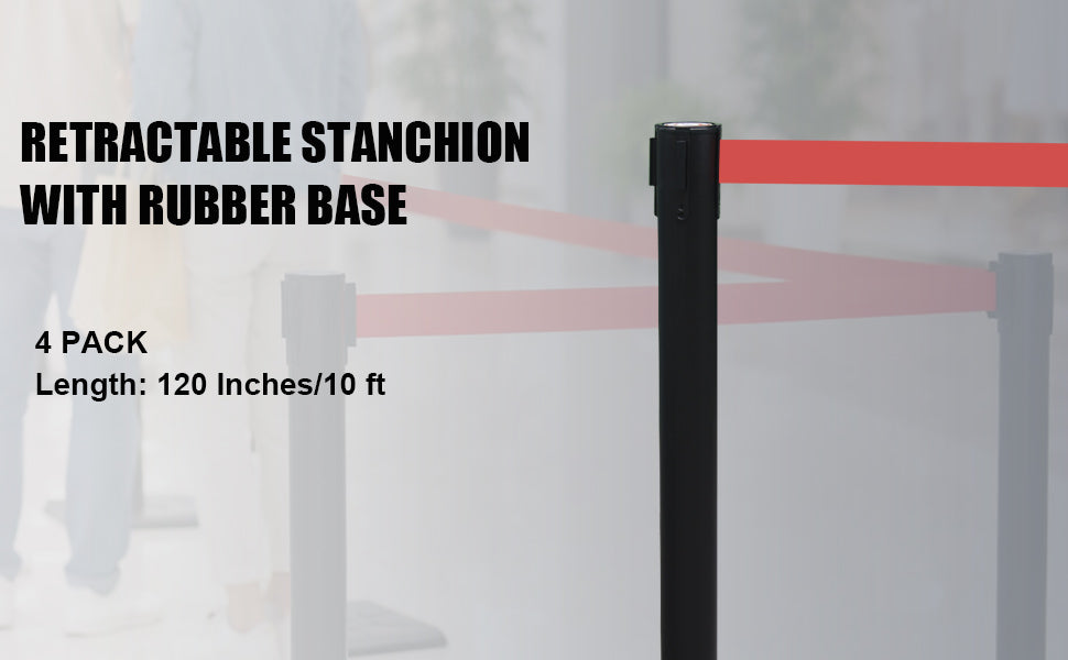 4-Pack 10ft Retractable Belt Stanchion Post