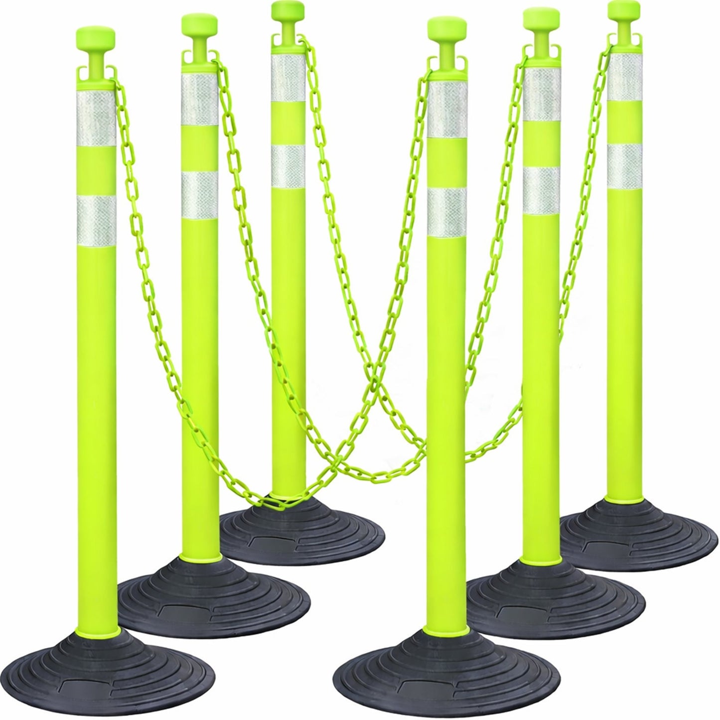 6-Pack Chain Stanchion Post with Heavy Rubber or Water Fillable Base
