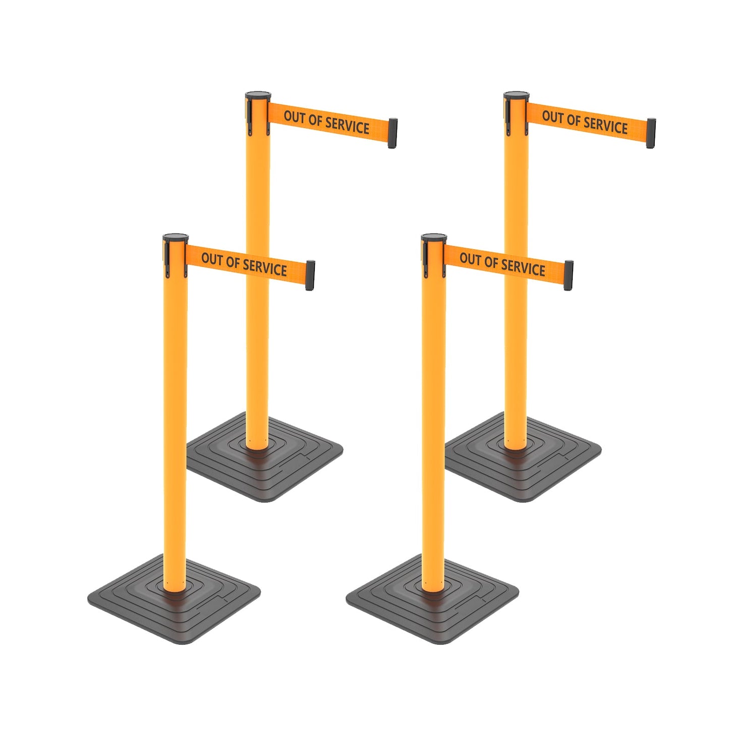 4-Pack 10ft Retractable Belt Stanchion Post