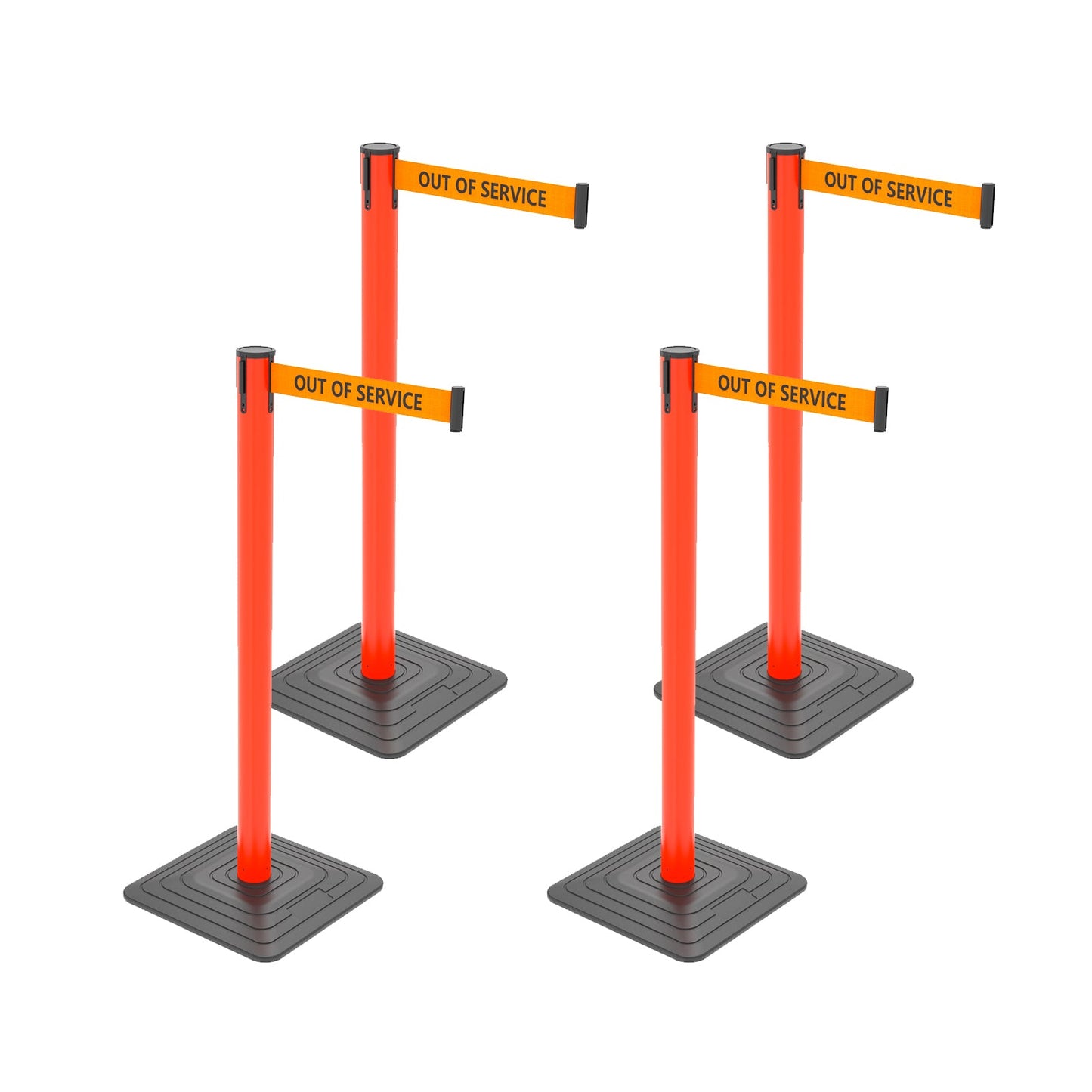 4-Pack 10ft Retractable Belt Stanchion Post