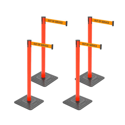 4-Pack 10ft Retractable Belt Stanchion Post