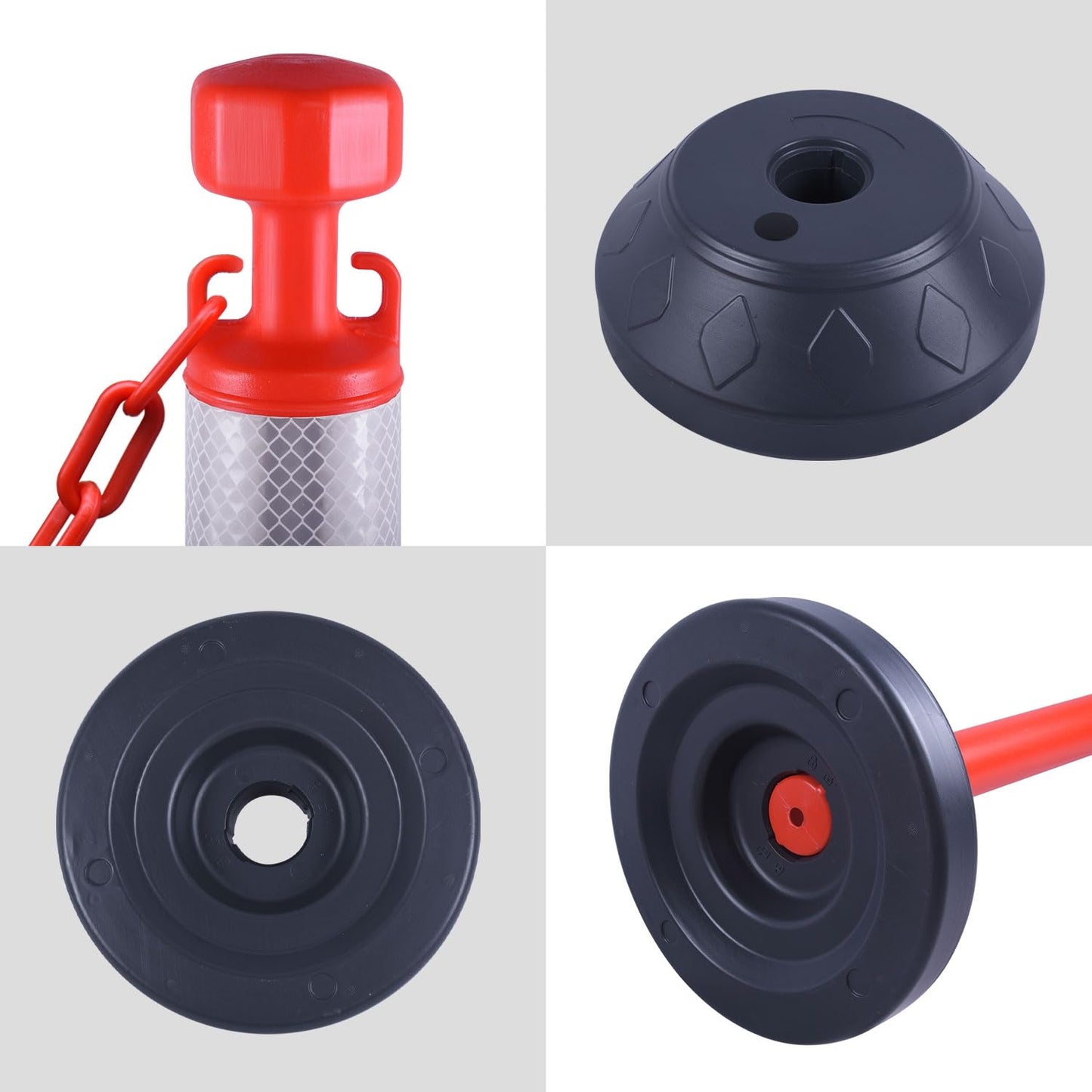 6-Pack Chain Stanchion Post with Heavy Rubber or Water Fillable Base