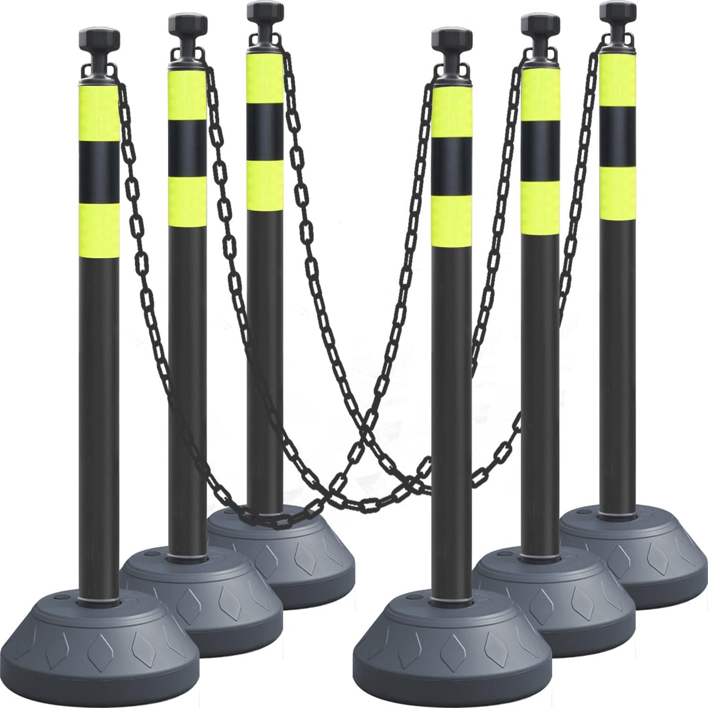 6-Pack Chain Stanchion Post with Heavy Rubber or Water Fillable Base