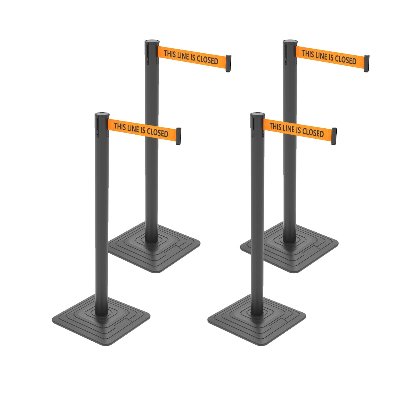 4-Pack 10ft Retractable Belt Stanchion Post