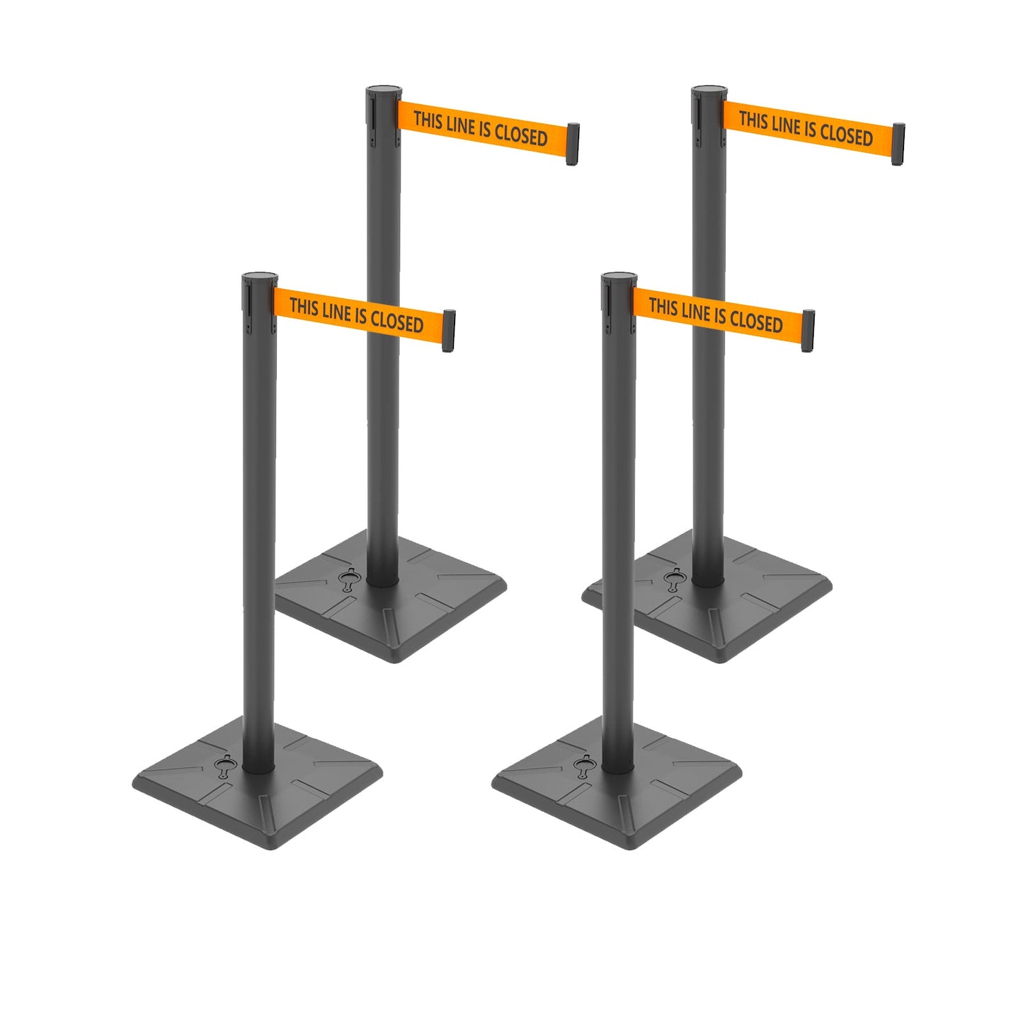 4-Pack 10ft Retractable Belt Stanchion Post