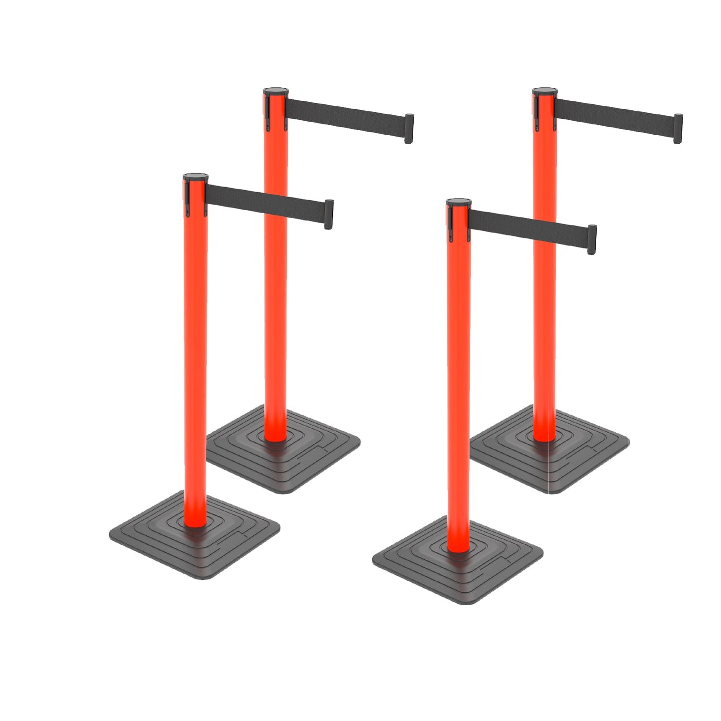 4-Pack 10ft Retractable Belt Stanchion Post