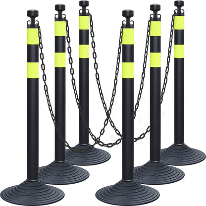6-Pack Chain Stanchion Post with Heavy Rubber or Water Fillable Base