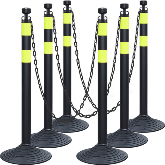 6-Pack Chain Stanchion Post with Heavy Rubber or Water Fillable Base
