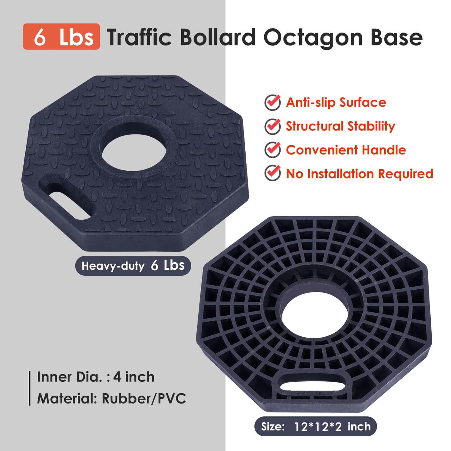 T-Top Delineator Post with Rubber/Water-Filled Base