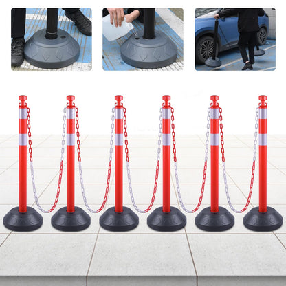 6-Pack Chain Stanchion Post with Heavy Rubber or Water Fillable Base