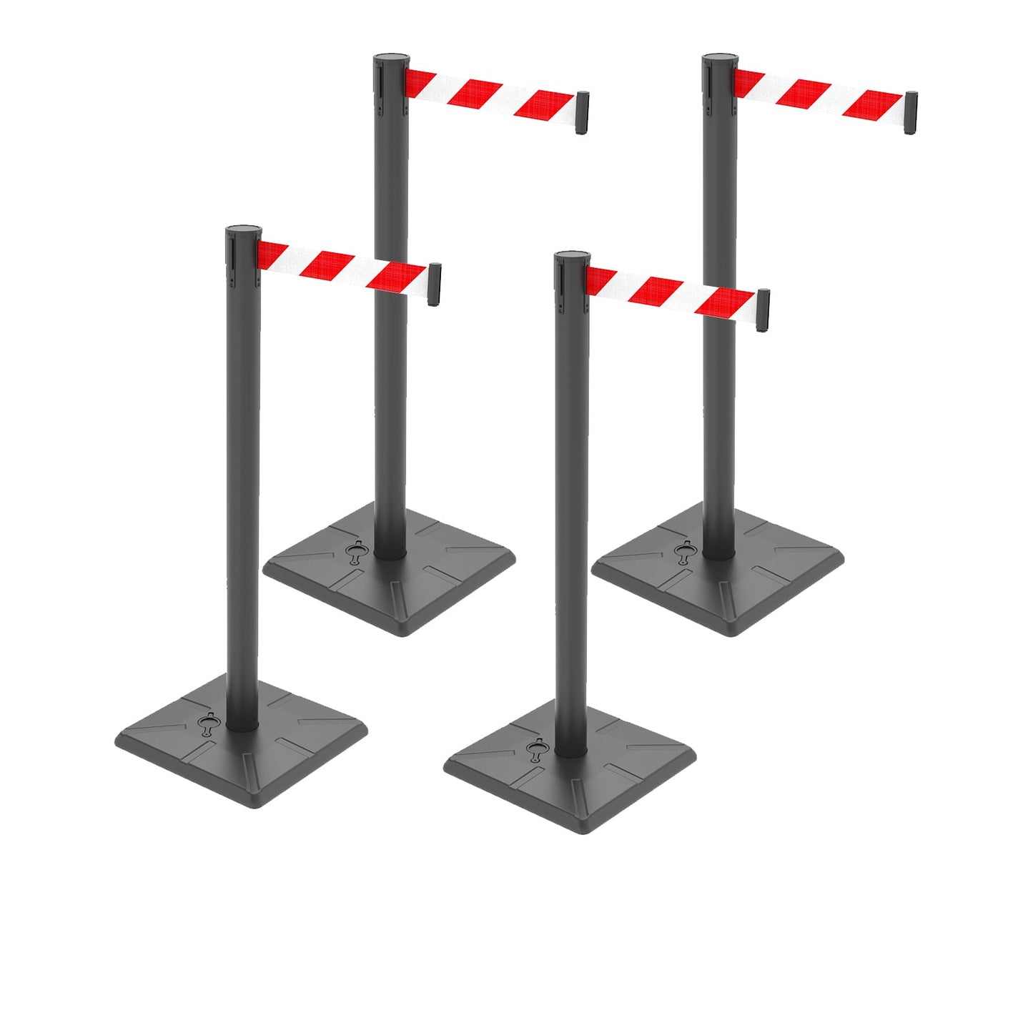 4-Pack 10ft Retractable Belt Stanchion Post