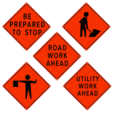 36" Reflective Orange Vinyl Roll-Up Sign