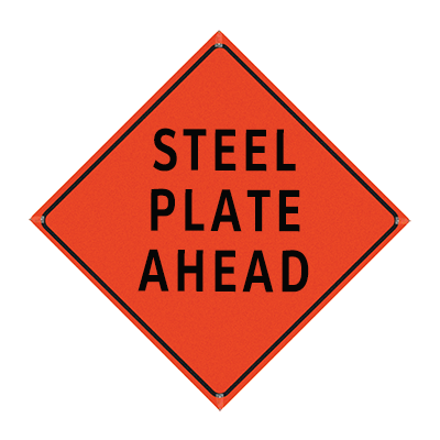48" Reflective Orange Roll-Up Sign