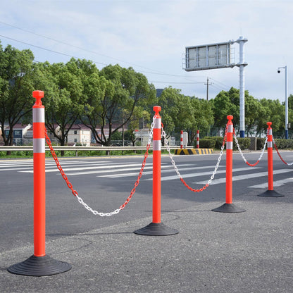 6-Pack Chain Stanchion Post with Heavy Rubber or Water Fillable Base