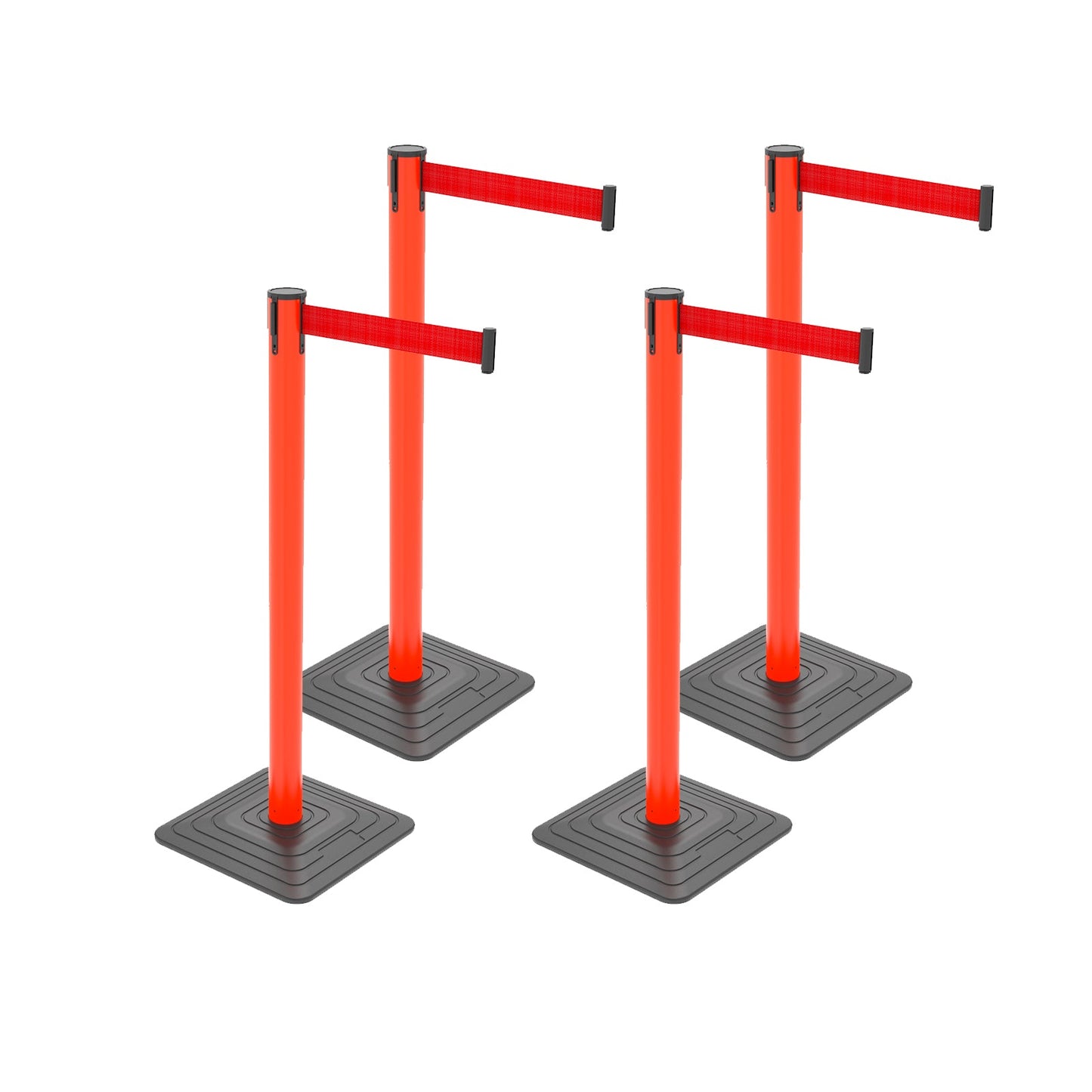 4-Pack 10ft Retractable Belt Stanchion Post