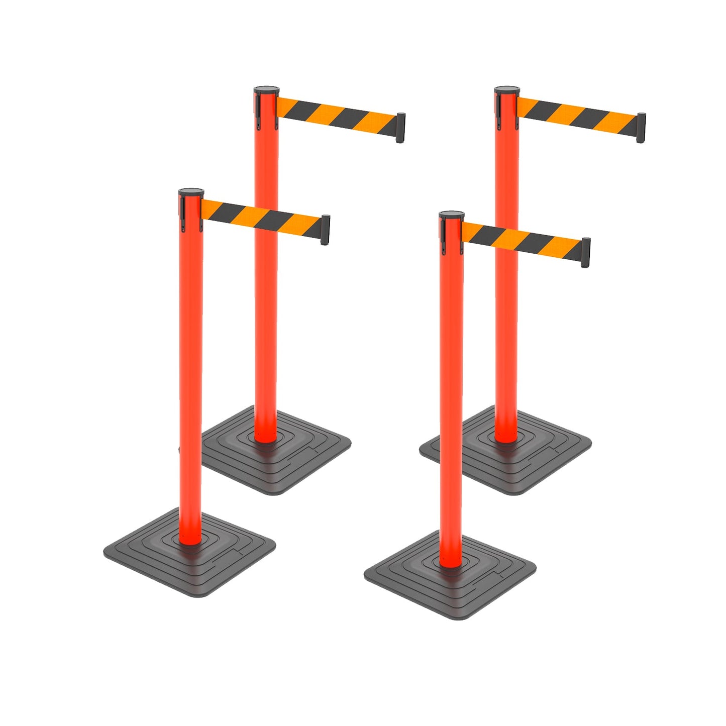 4-Pack 10ft Retractable Belt Stanchion Post