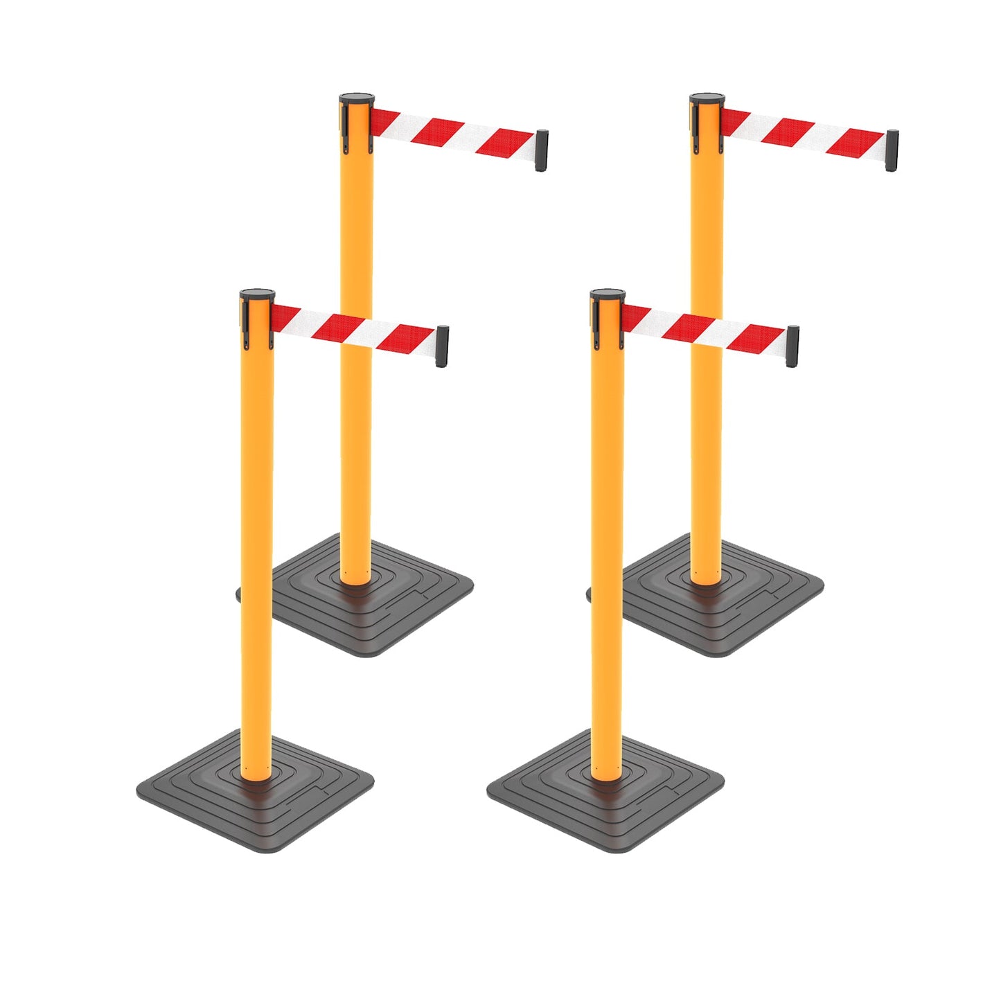 4-Pack 10ft Retractable Belt Stanchion Post