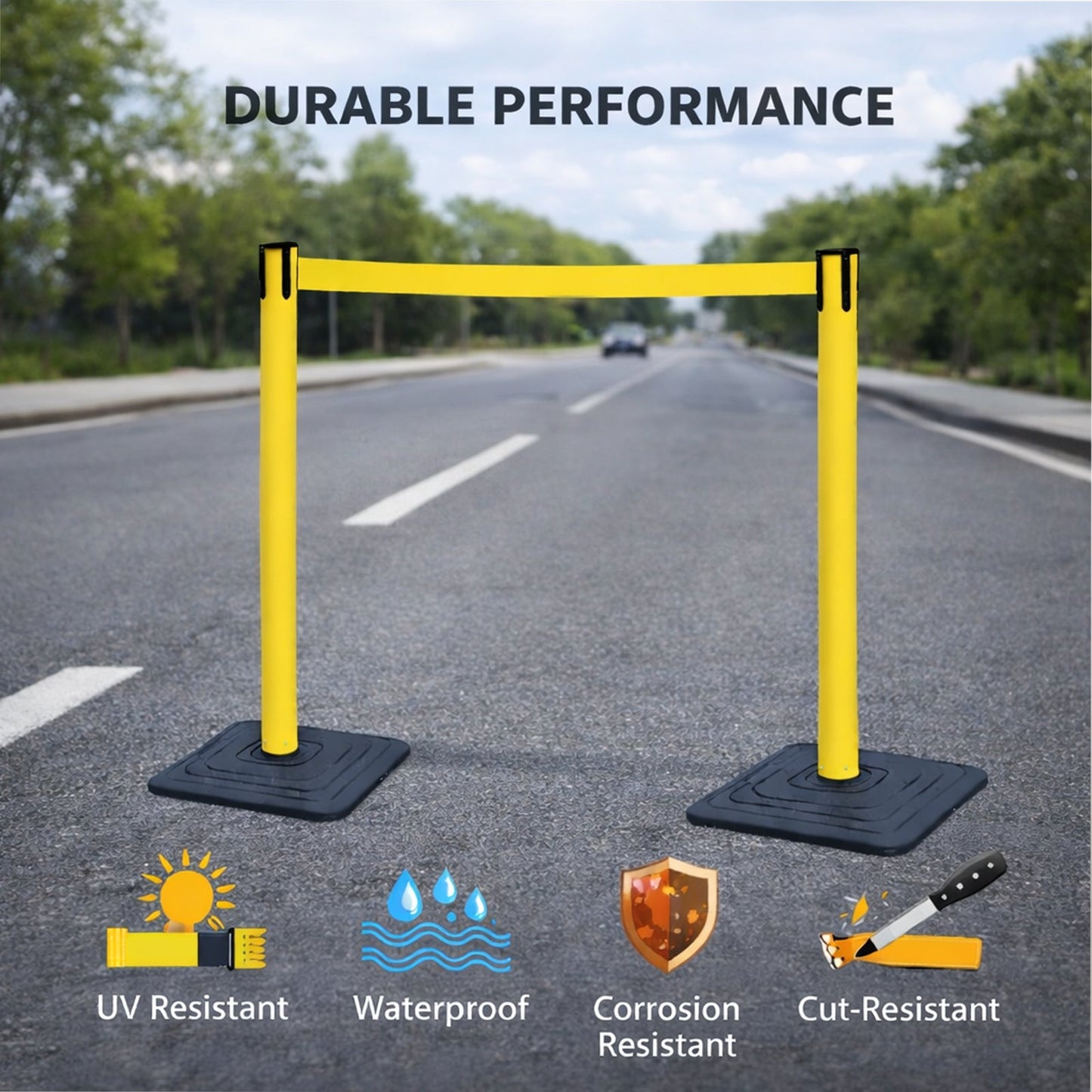 4-Pack 10ft Retractable Belt Stanchion Post