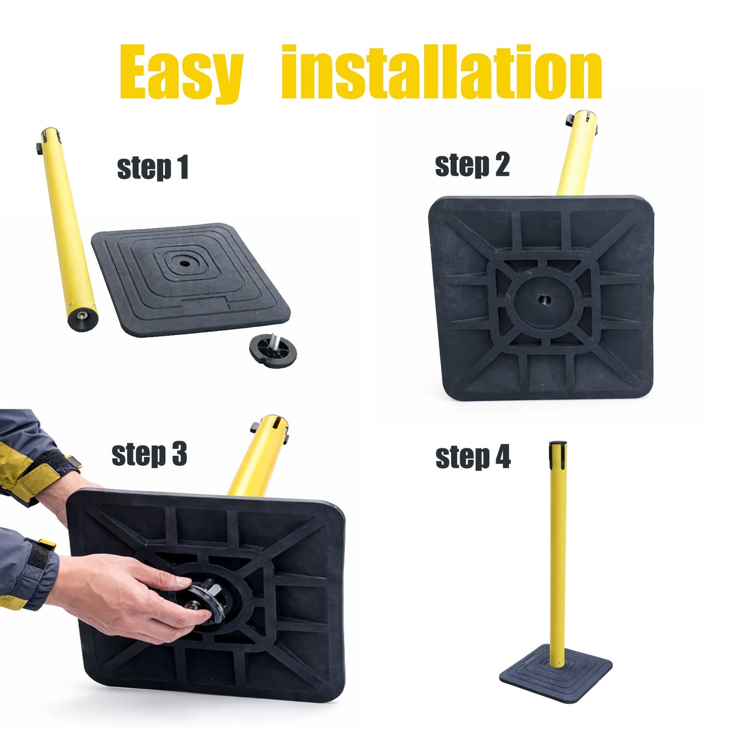 4-Pack 10ft Retractable Belt Stanchion Post