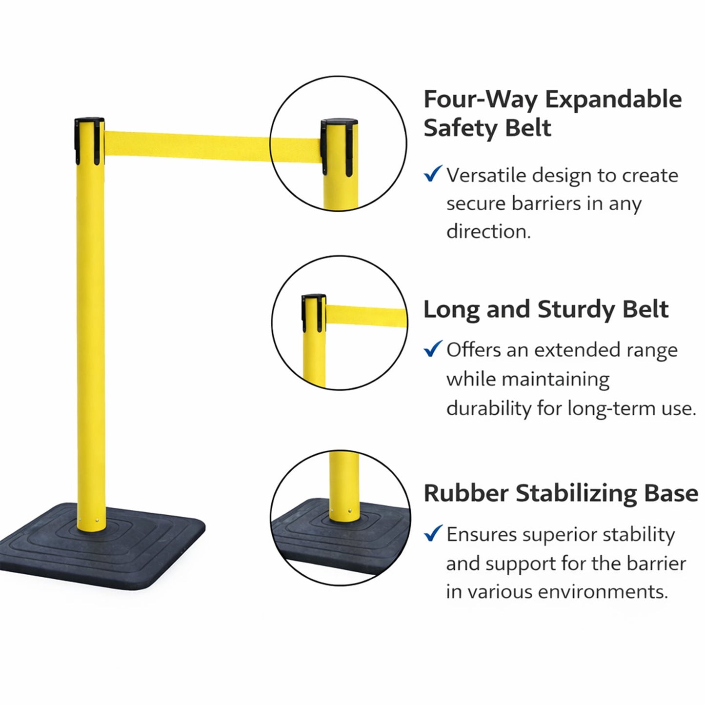 4-Pack 10ft Retractable Belt Stanchion Post