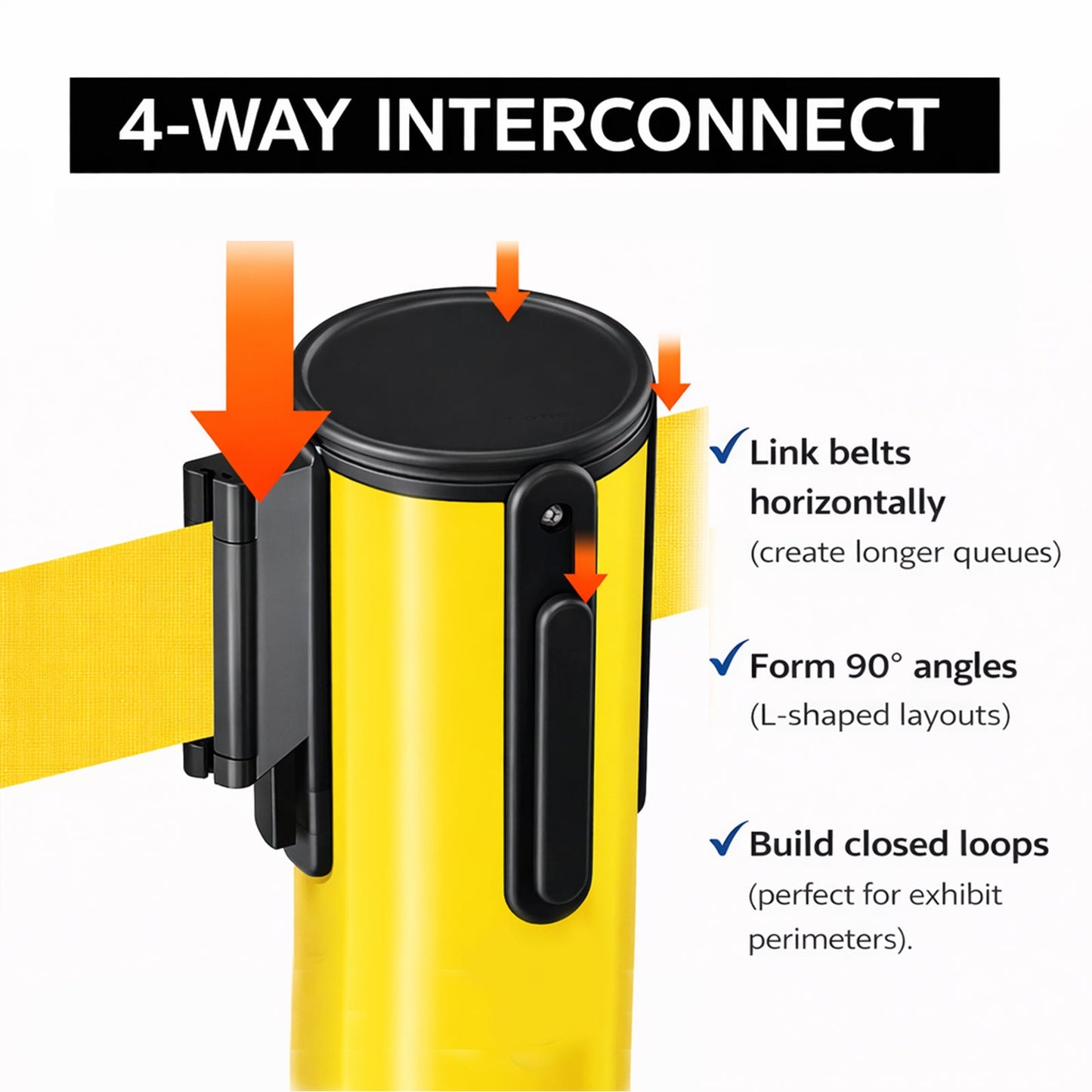 4-Pack 10ft Retractable Belt Stanchion Post