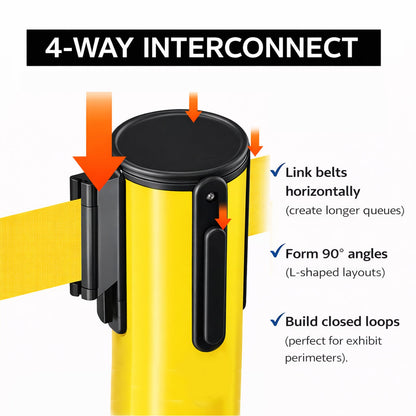 4-Pack 10ft Retractable Belt Stanchion Post