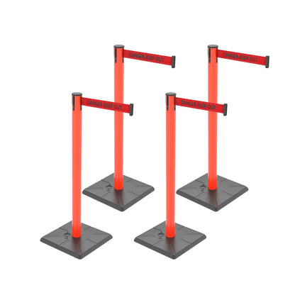 4-Pack 10ft Retractable Belt Stanchion Post