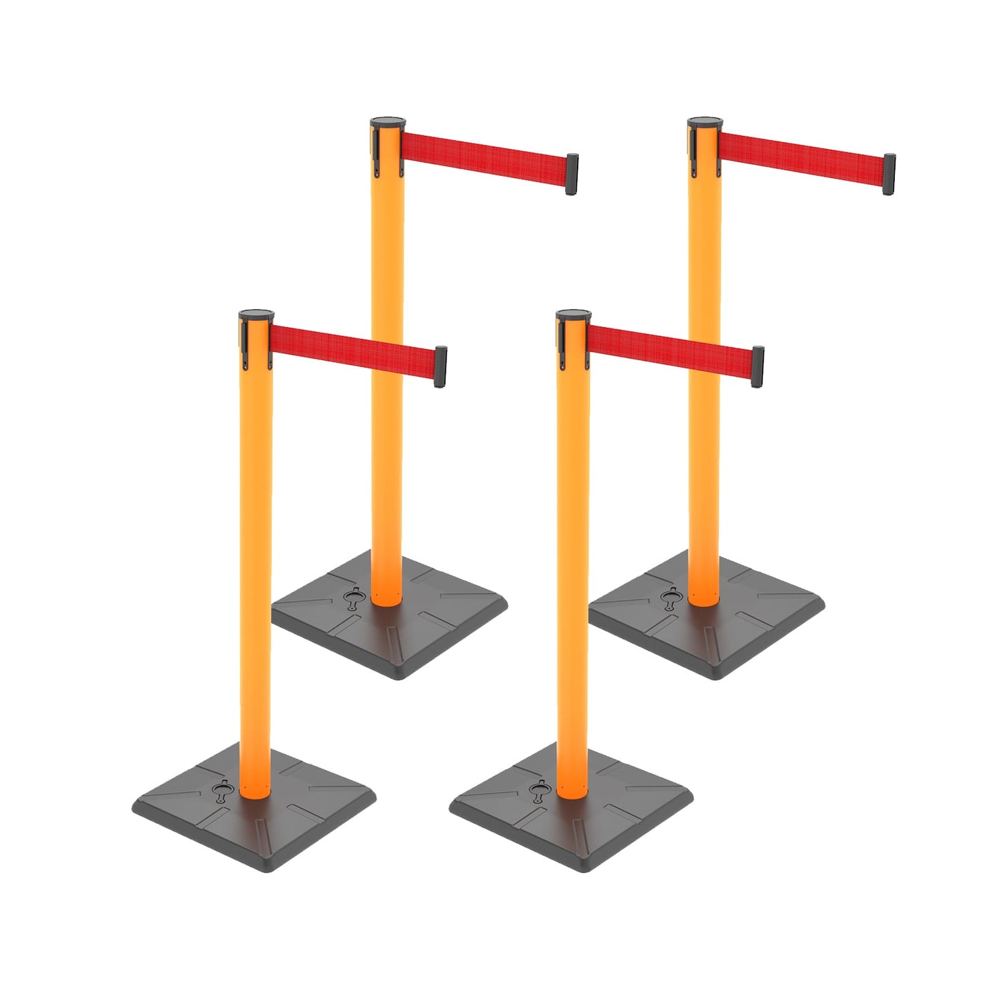 4-Pack 10ft Retractable Belt Stanchion Post
