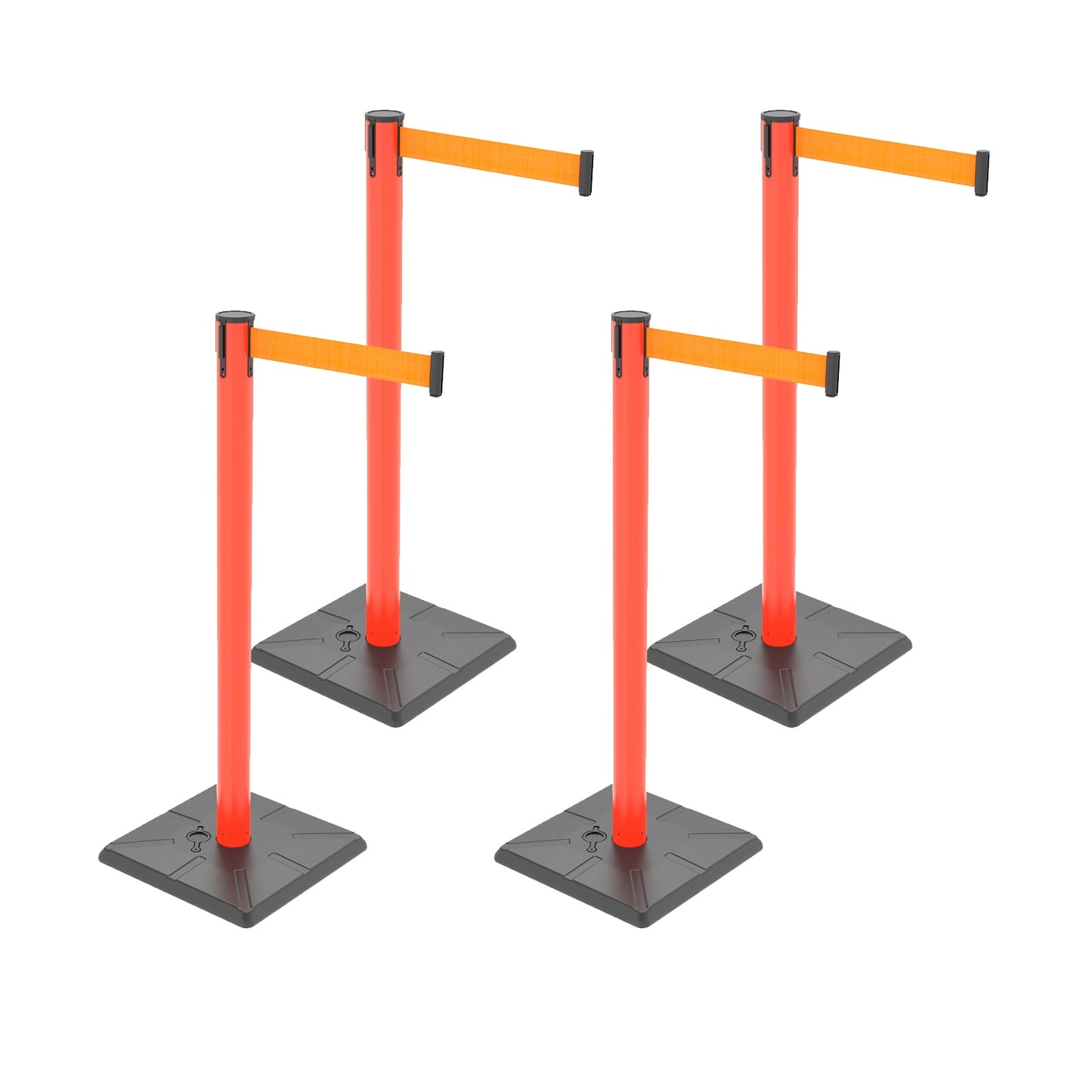 4-Pack 10ft Retractable Belt Stanchion Post