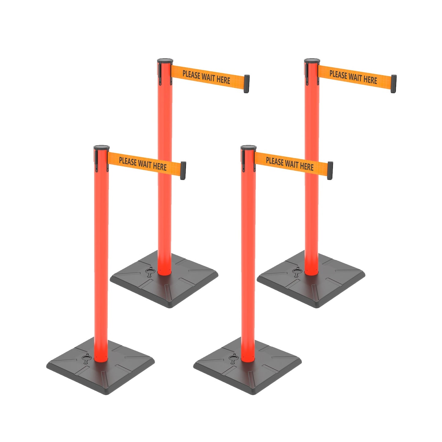 4-Pack 10ft Retractable Belt Stanchion Post
