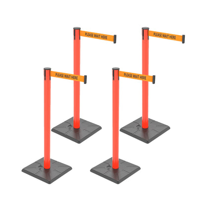 4-Pack 10ft Retractable Belt Stanchion Post