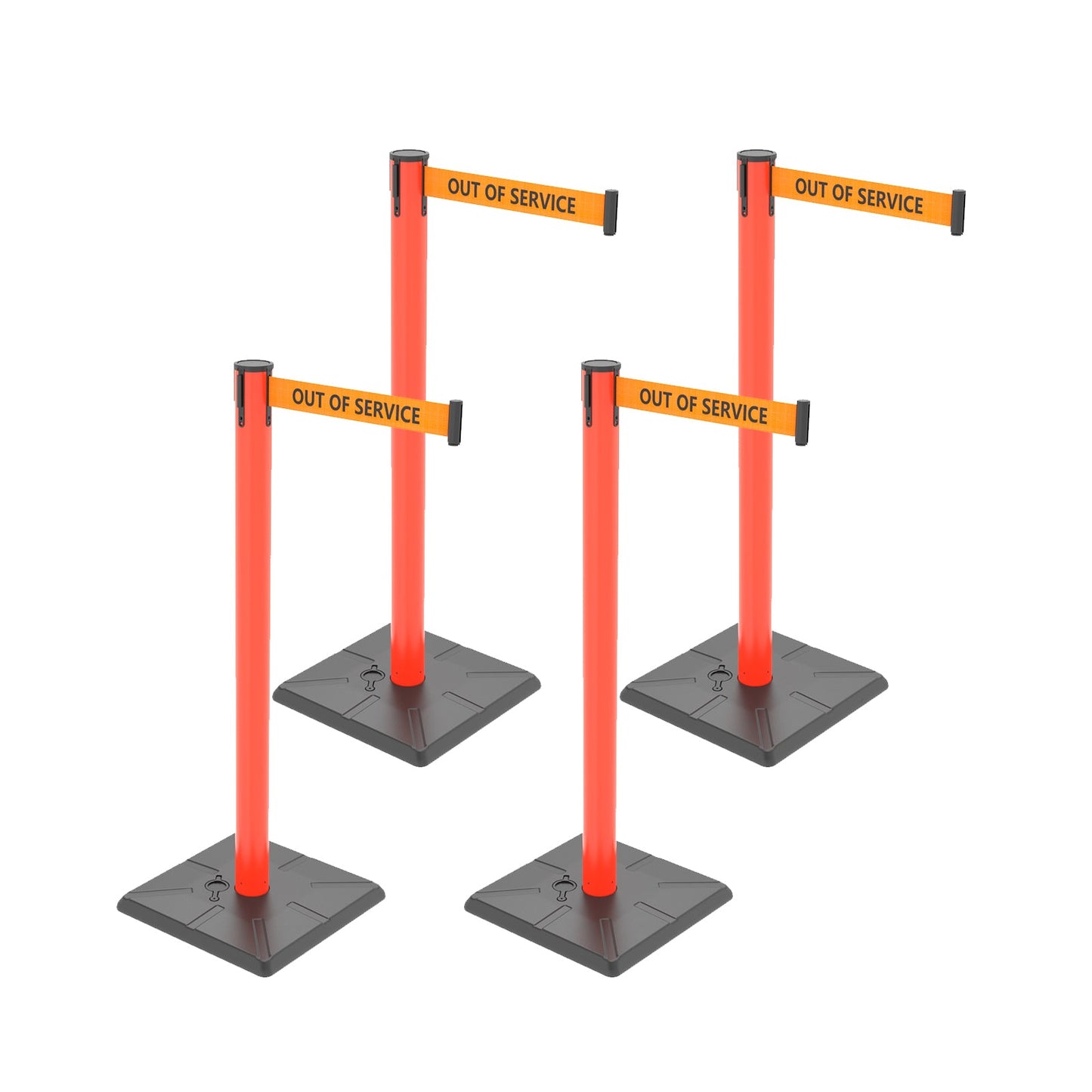 4-Pack 10ft Retractable Belt Stanchion Post
