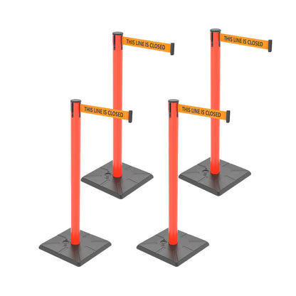 4-Pack 10ft Retractable Belt Stanchion Post