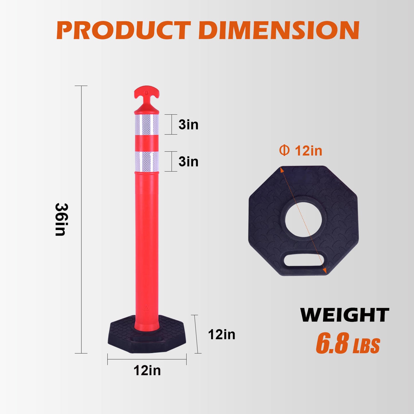 9PCS T-Top Delinetor Post with Base