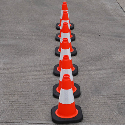 12-36Inch Black Base Traffic Cones with Reflective Stripe