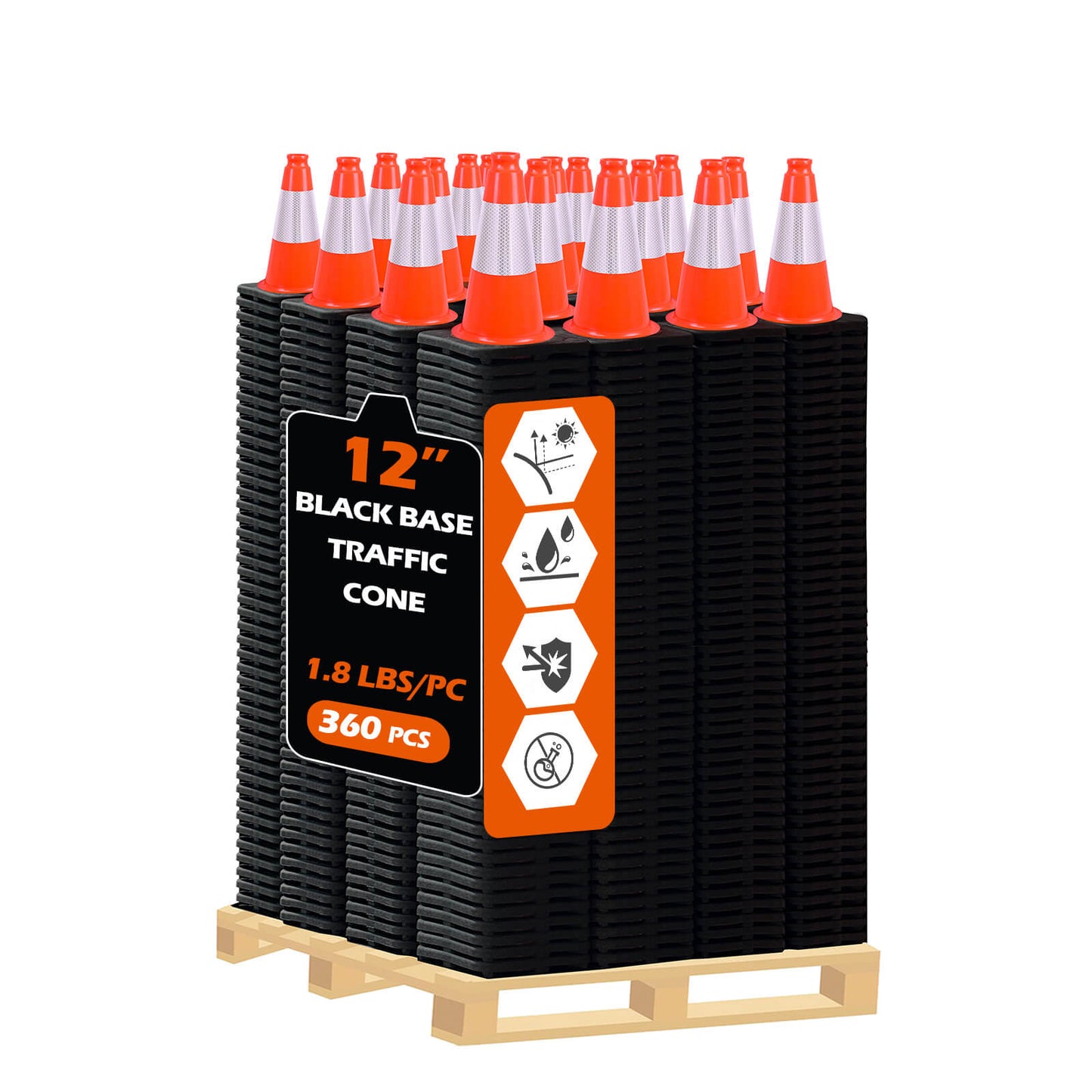 Light Weight Black Base Traffic Cone